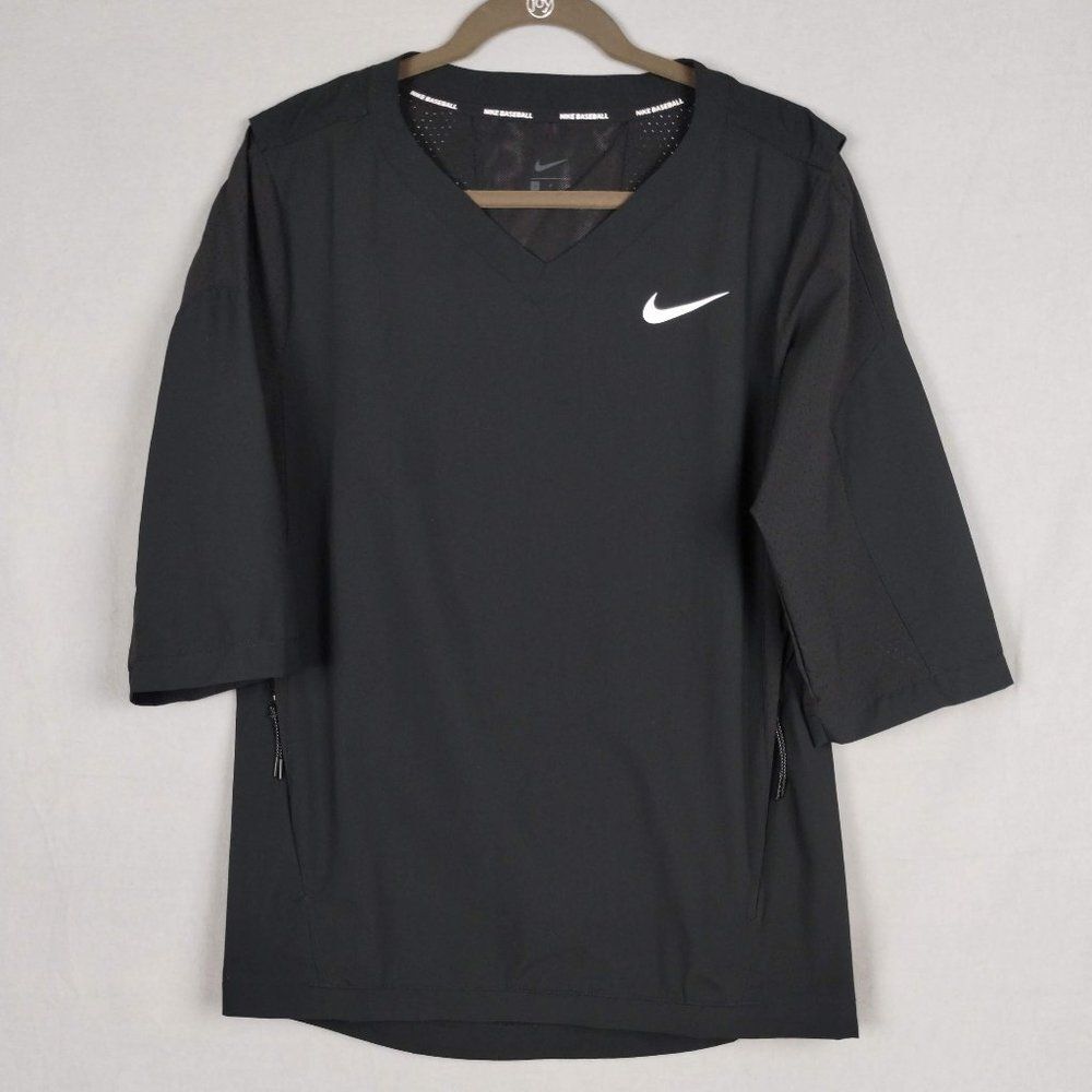 Nike Hot Baseball Jacket Short Sleeve Pullover in Black, Size S 897383-010